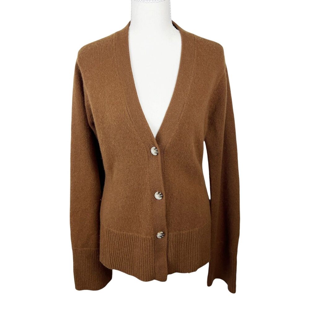 Arch4 Cashmere Sweater Women Small Brown Button Up Cardigan Knit Long Sleeve